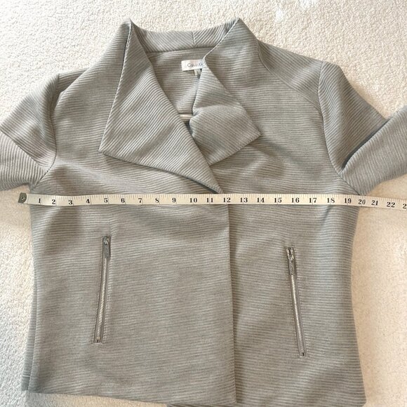 Calvin Klein gray textured knit drape open front jacket - Picture 8 of 9